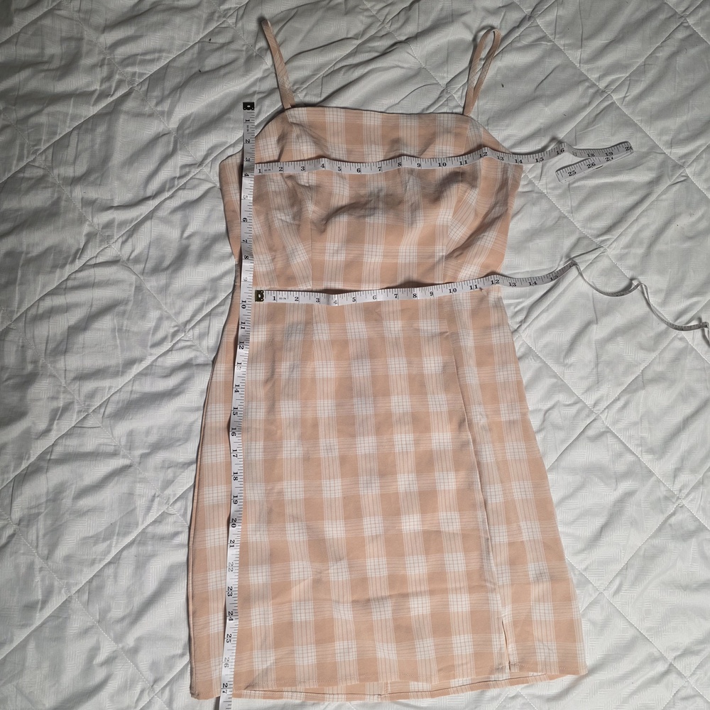 BP. Peaches and Cream Gingham Mini Dress with Side Slit
